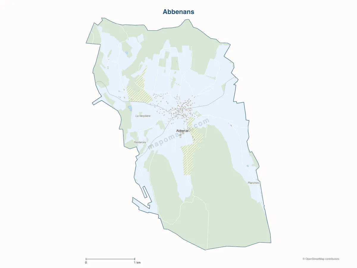 Carte de Abbenans à personnaliser