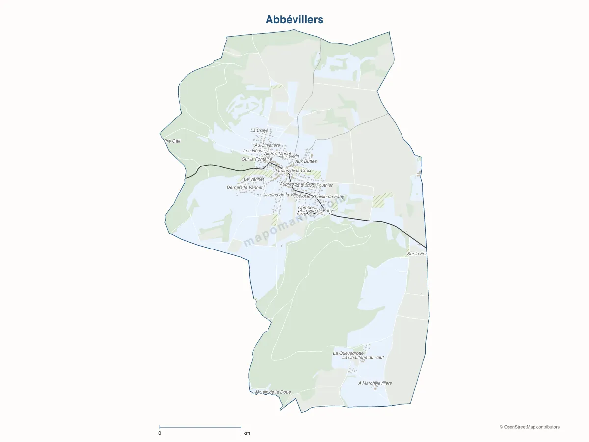 Carte de Abbévillers à personnaliser