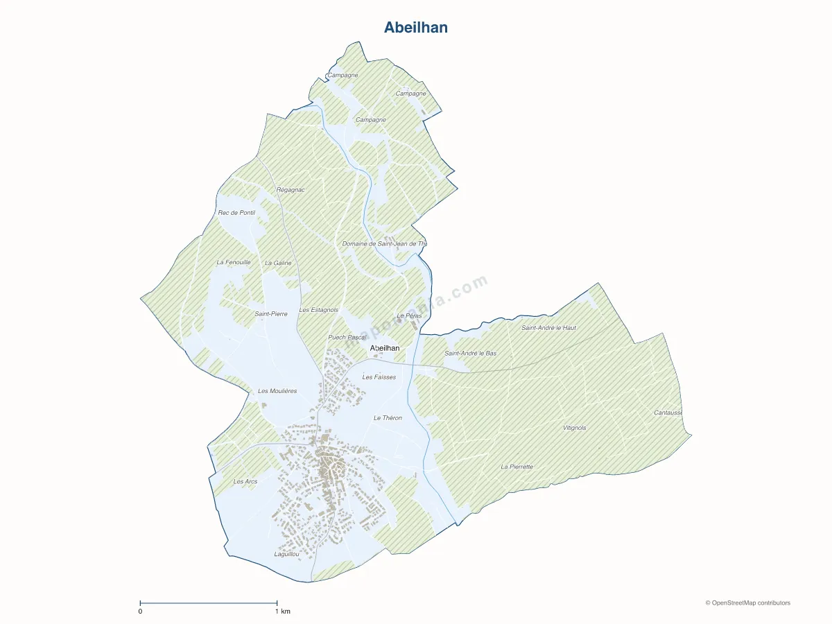 Carte de Abeilhan à personnaliser