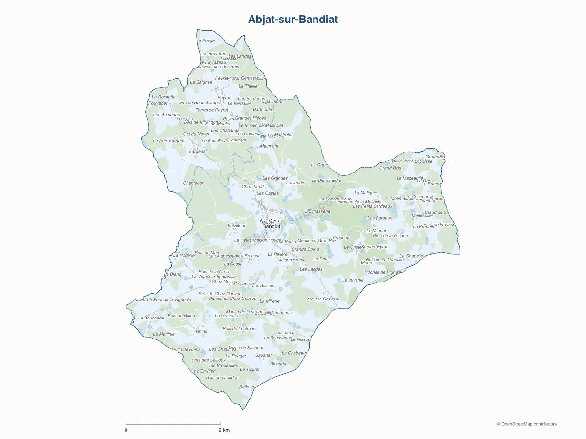 Carte de Abjat-sur-Bandiat à personnaliser