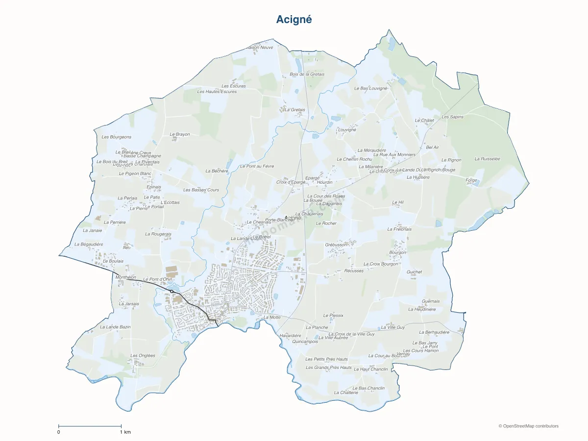 Carte de Acigné à personnaliser