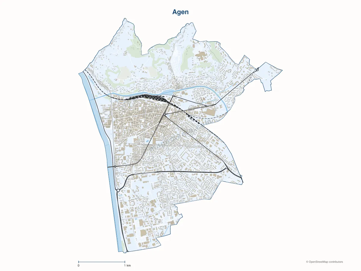 Carte de Agen à personnaliser