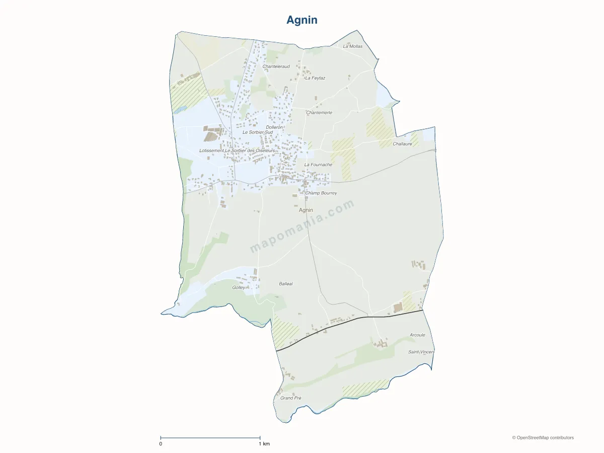 Carte de Agnin à personnaliser