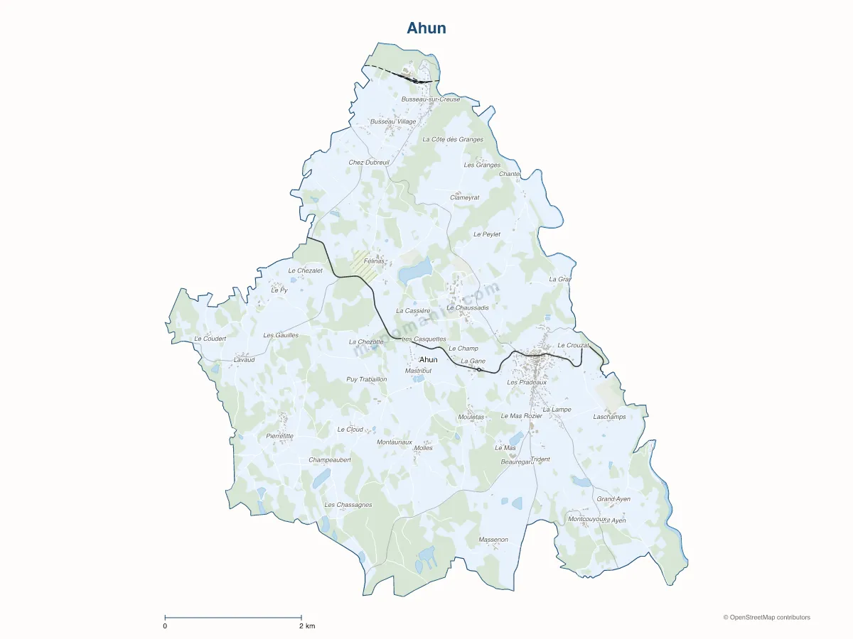 Carte de Ahun à personnaliser