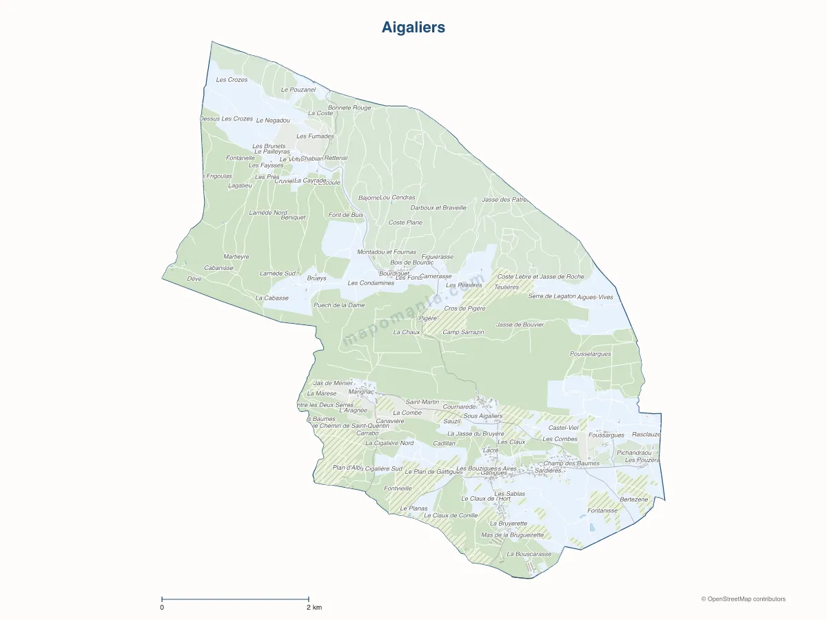 Carte de Aigaliers à personnaliser