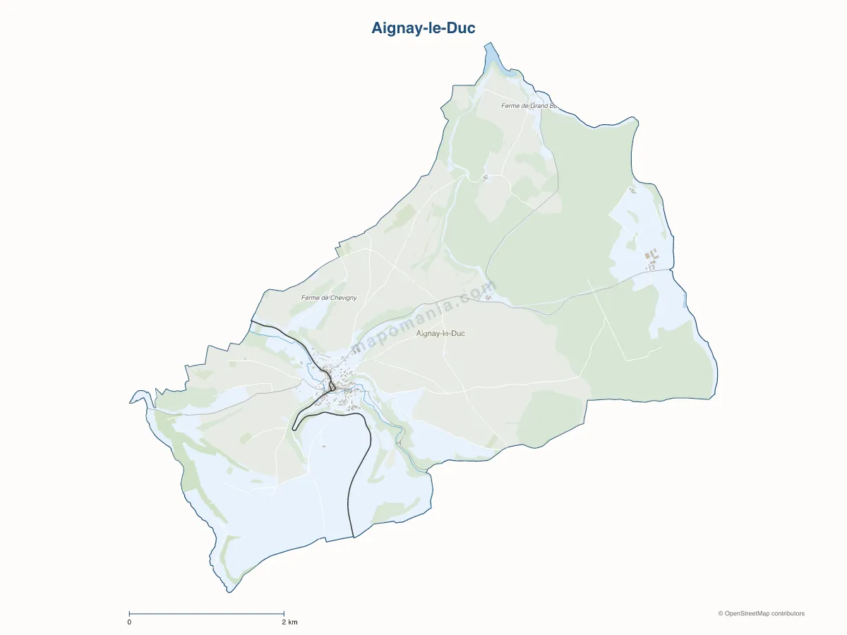 Carte de Aignay-le-Duc à personnaliser