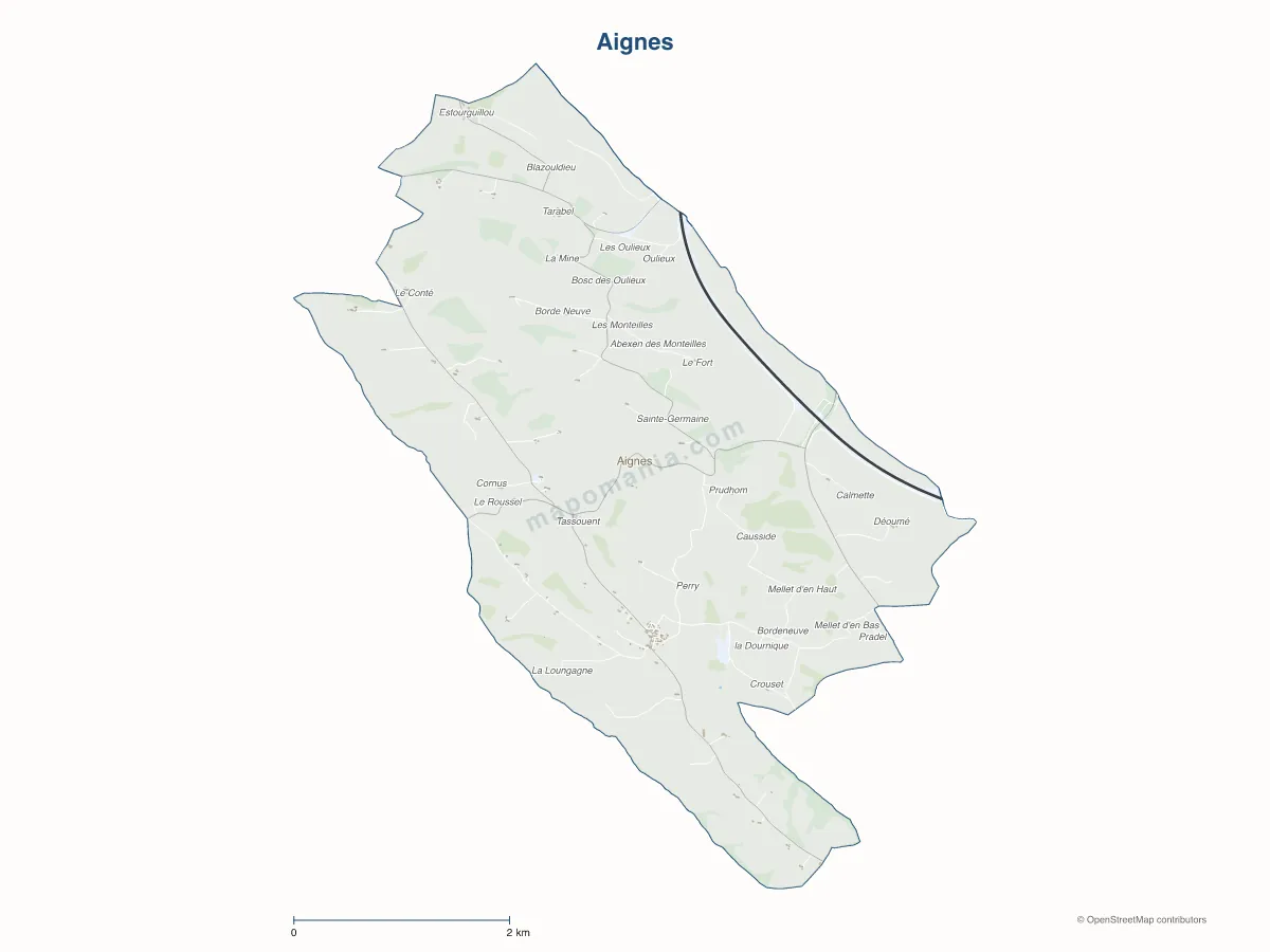 Carte de Aignes à personnaliser