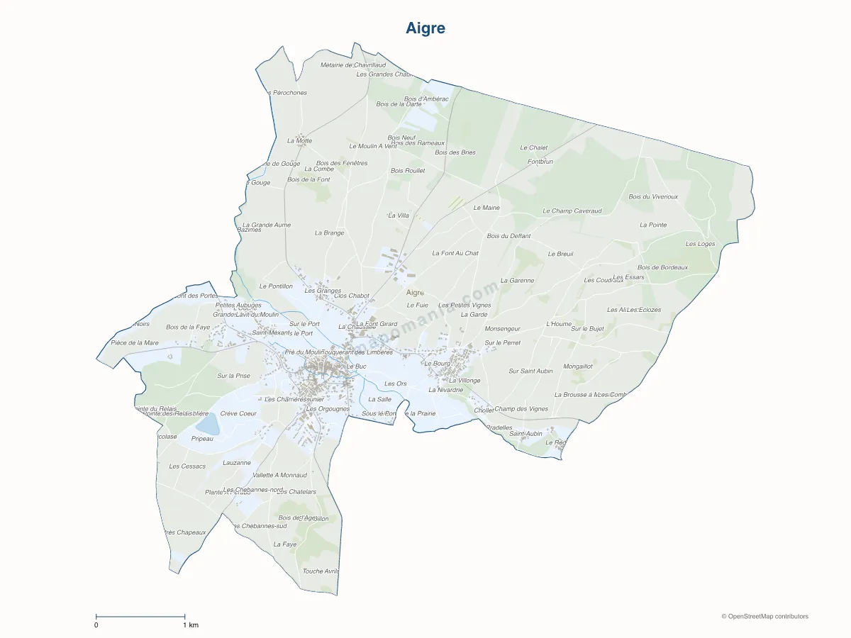 Carte de Aigre à personnaliser