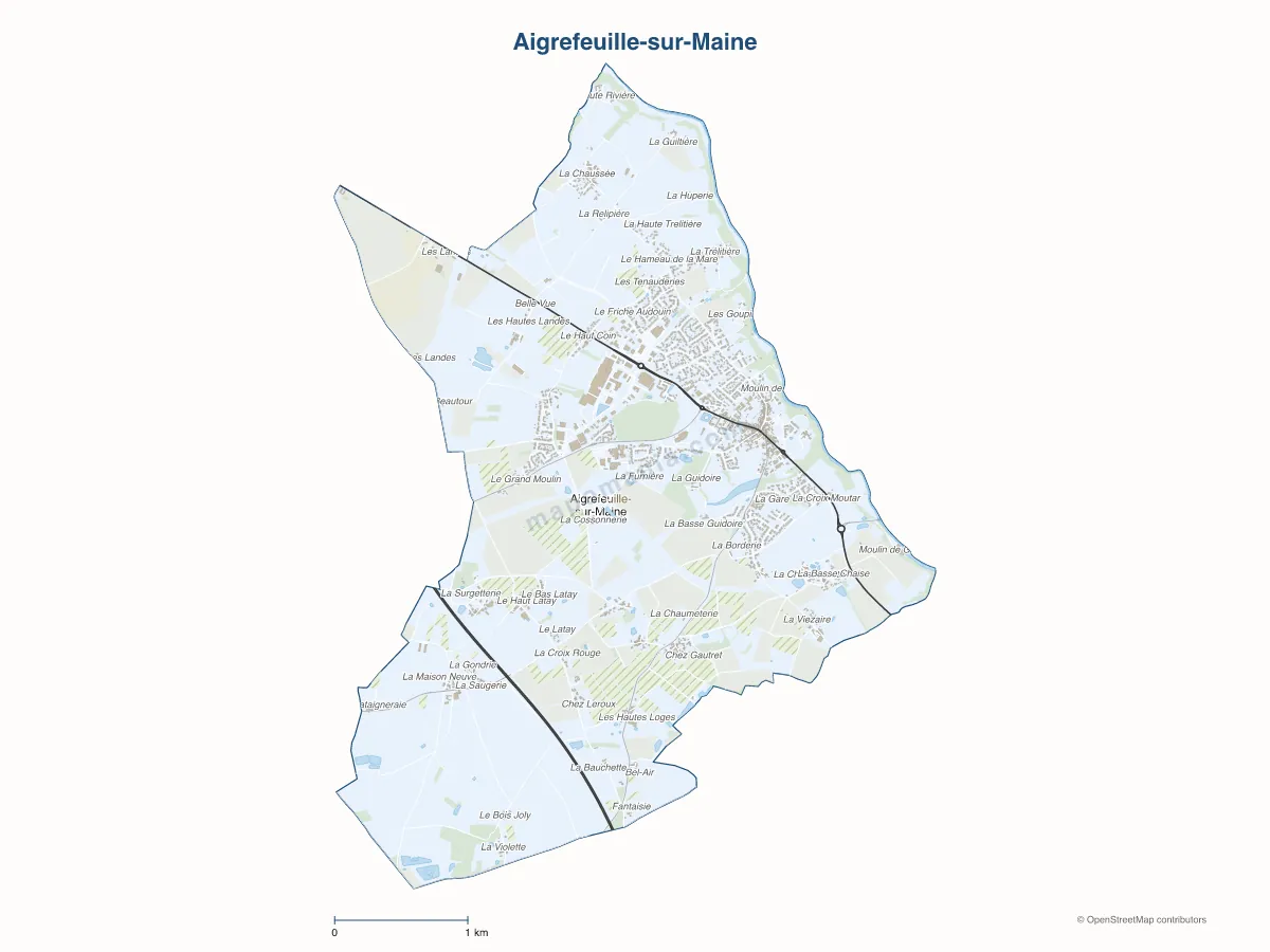Carte de Aigrefeuille-sur-Maine à personnaliser