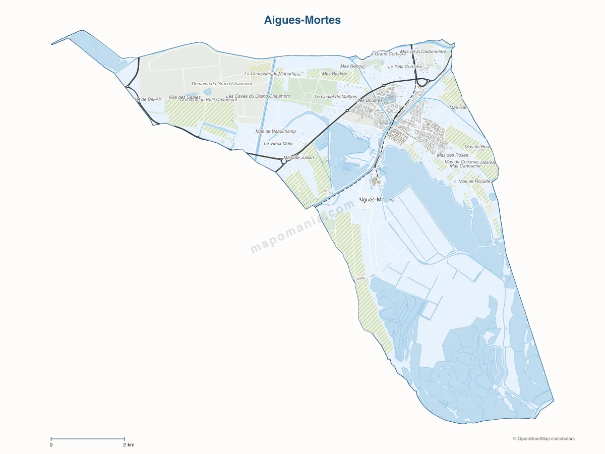 Carte de Aigues-Mortes à personnaliser