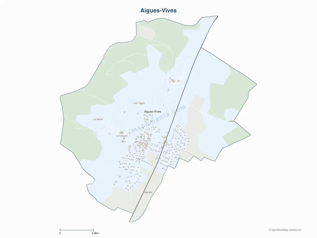 Carte de Aigues-Vives à personnaliser