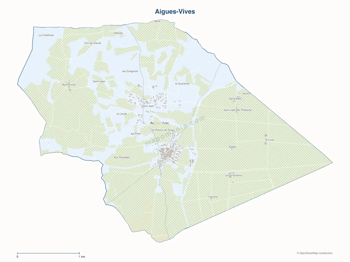 Carte de Aigues-Vives à personnaliser