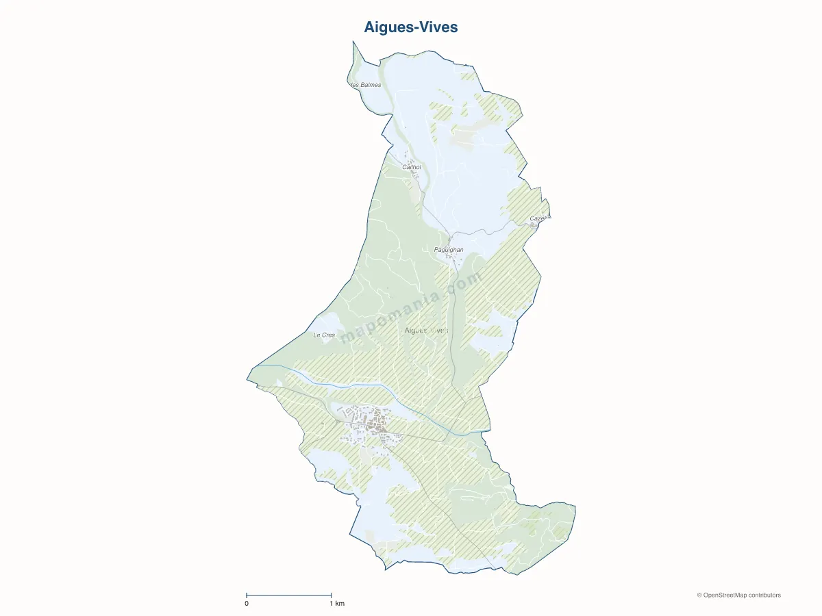 Carte de Aigues-Vives à personnaliser