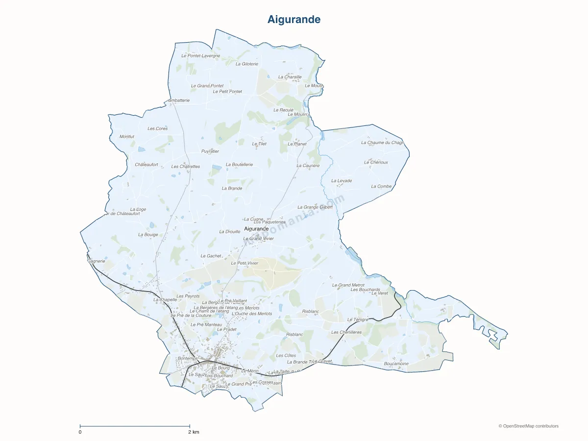 Carte de Aigurande à personnaliser