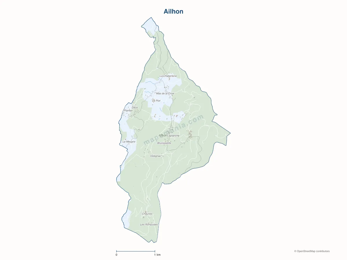 Carte de Ailhon à personnaliser