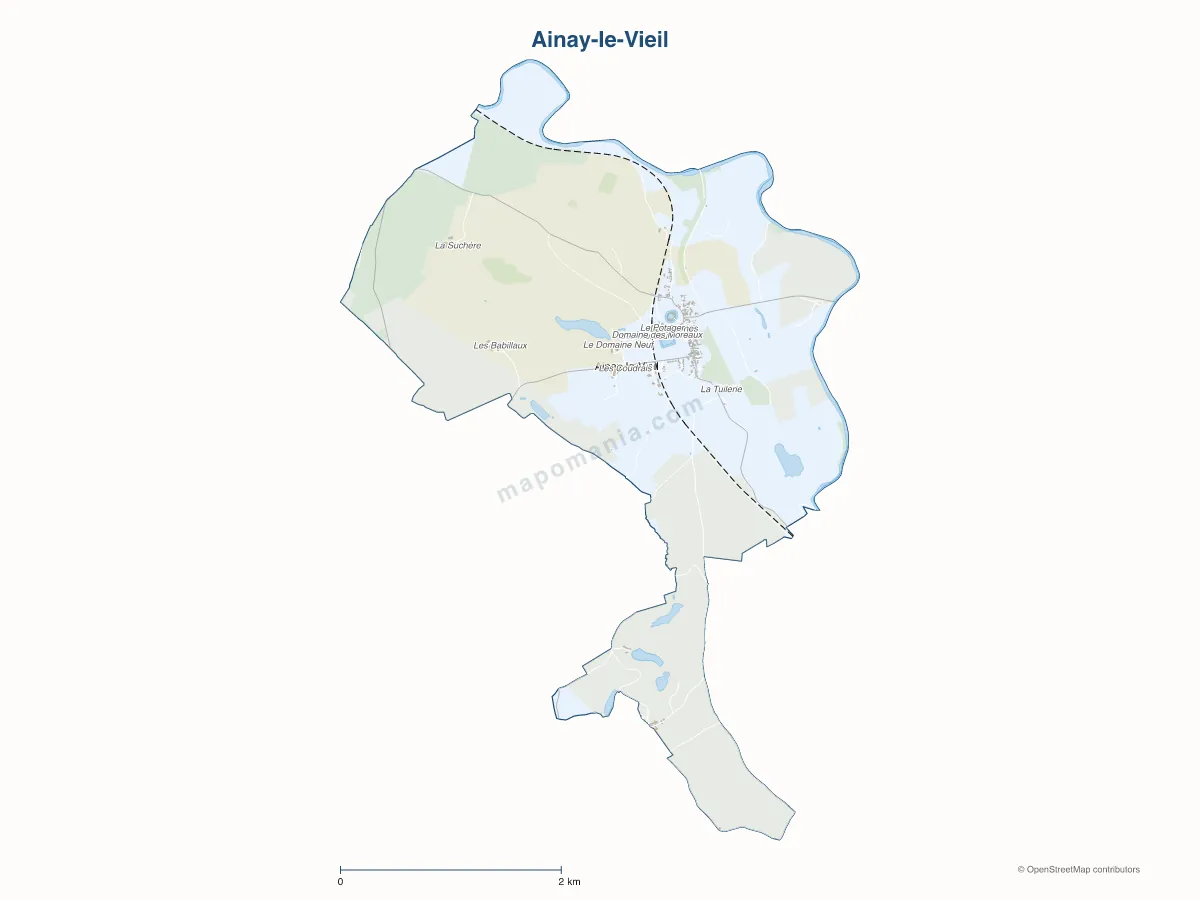 Carte de Ainay-le-Vieil à personnaliser