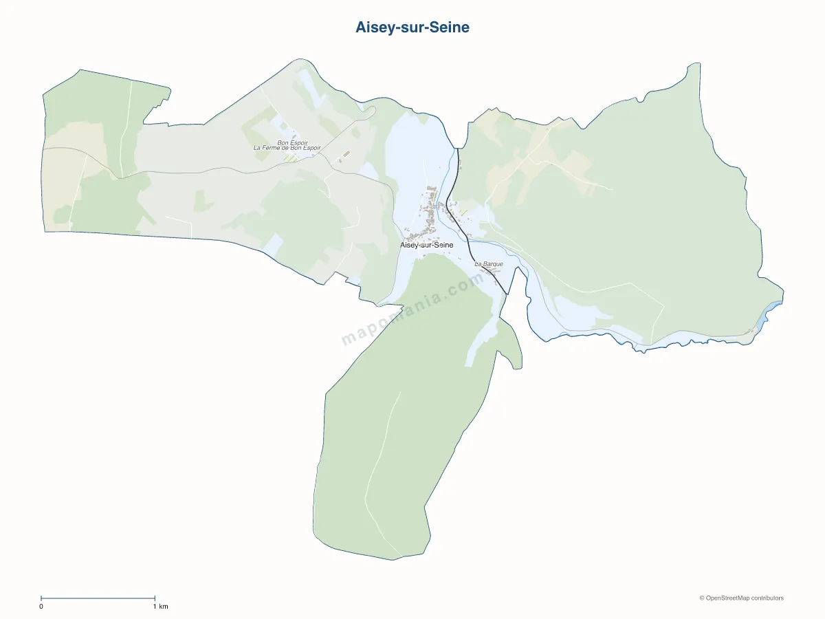 Carte de Aisey-sur-Seine à personnaliser