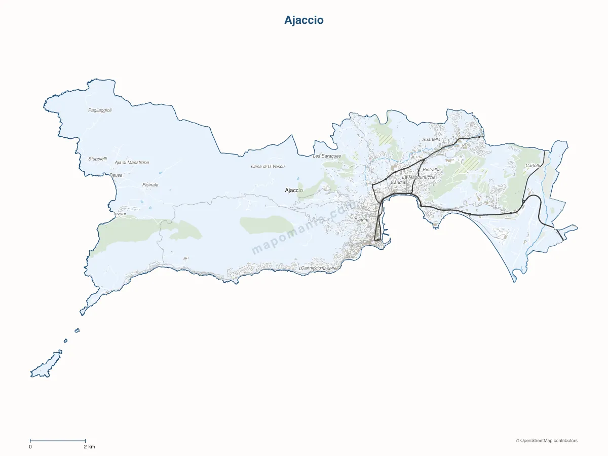 Carte de Ajaccio à personnaliser