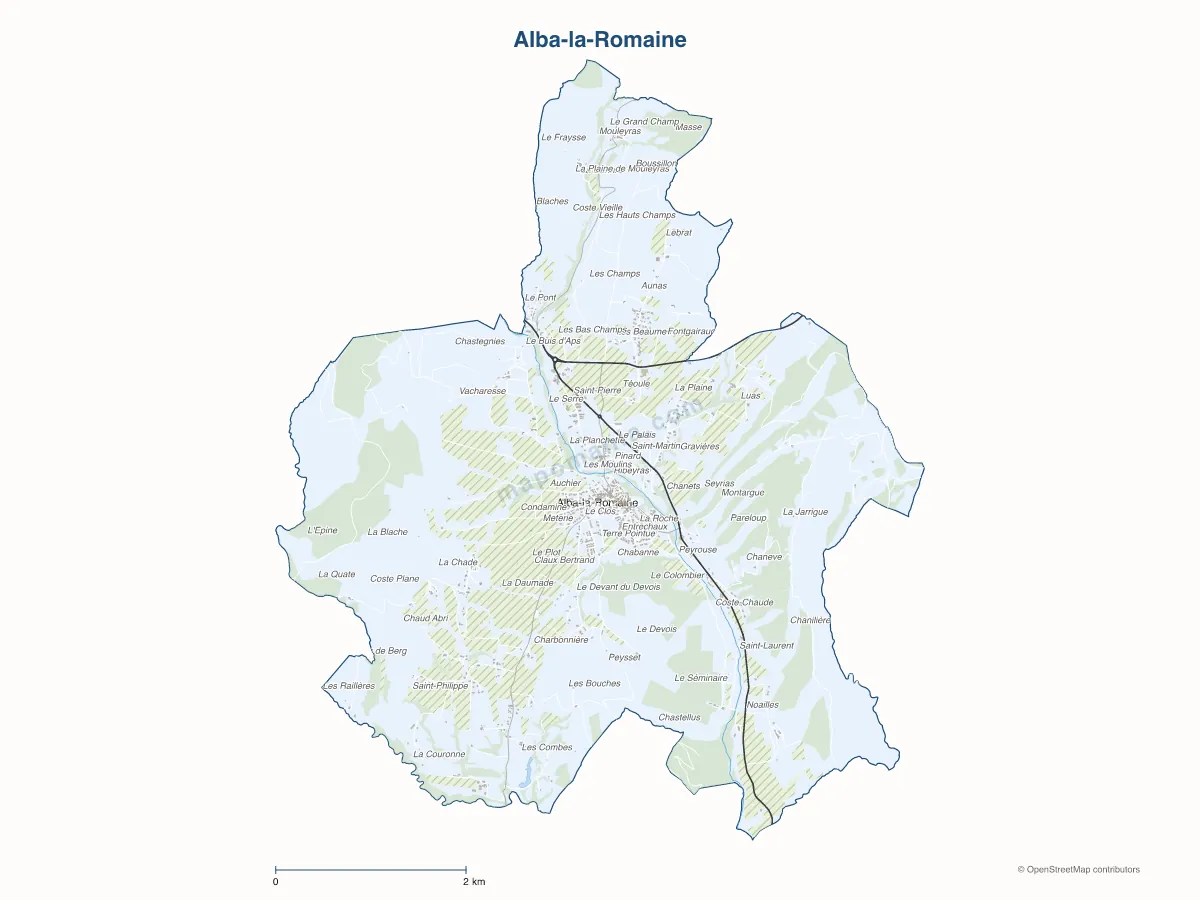 Carte de Alba-la-Romaine à personnaliser