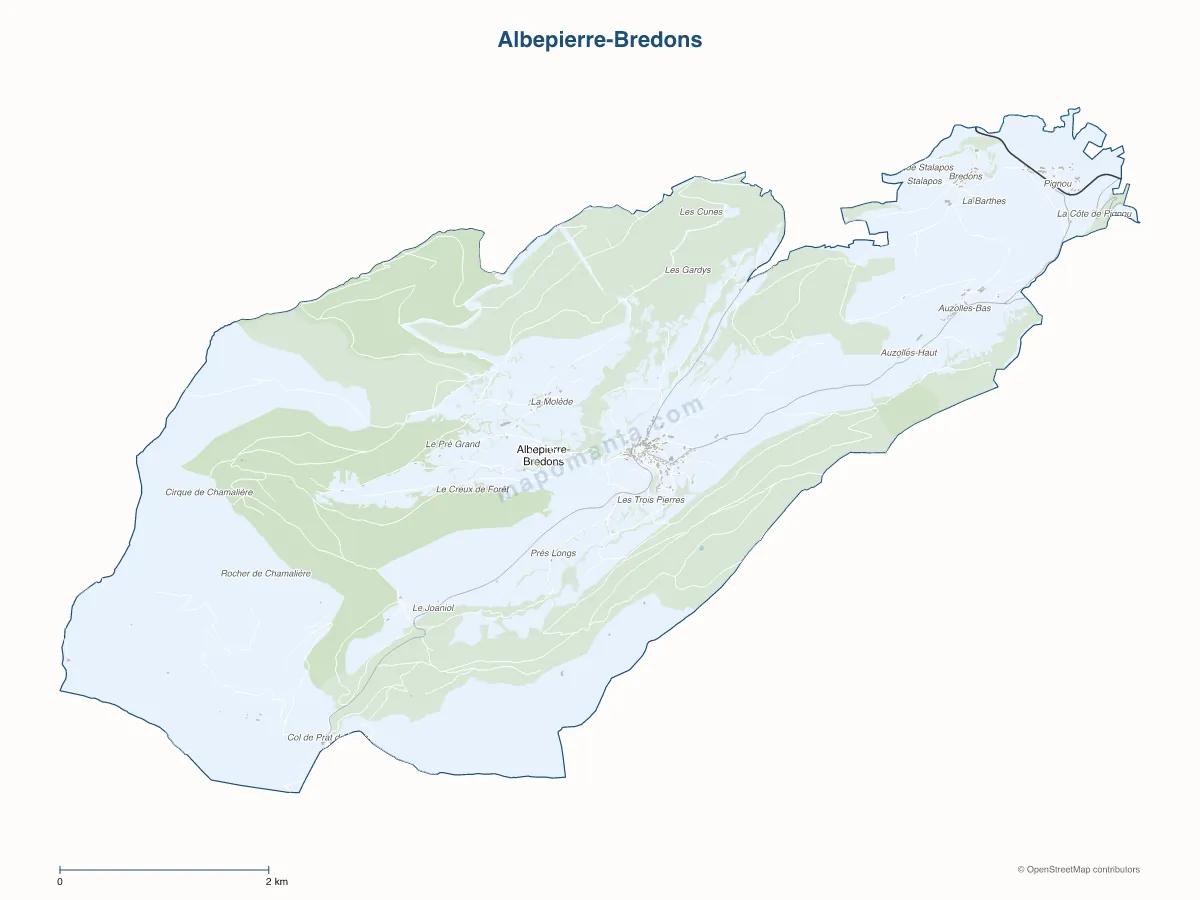 Carte de Albepierre-Bredons à personnaliser