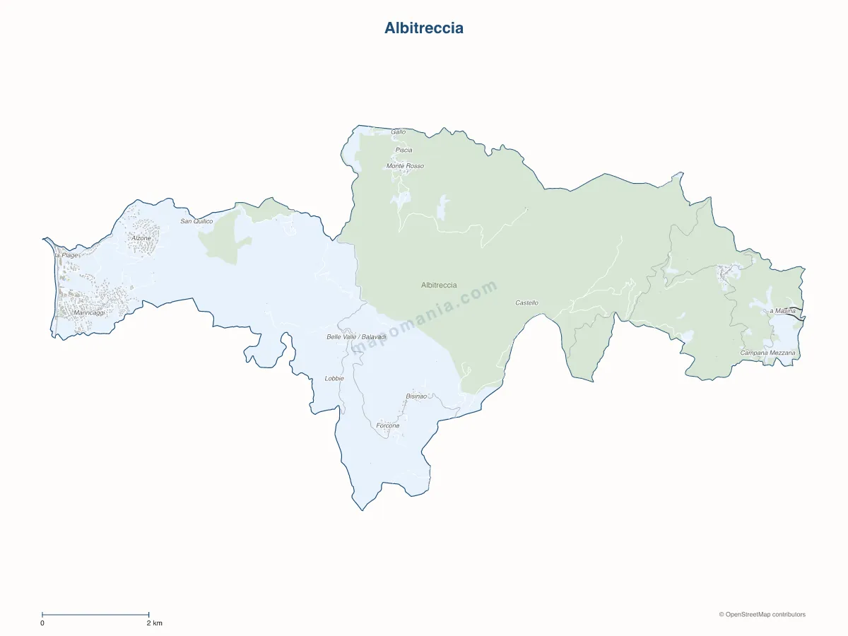 Carte de Albitreccia à personnaliser