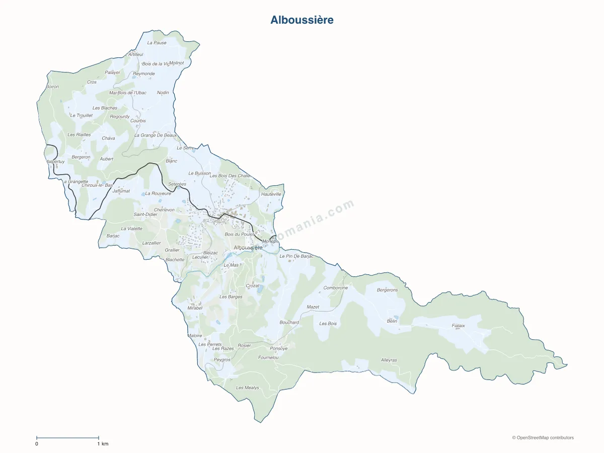 Carte de Alboussière à personnaliser