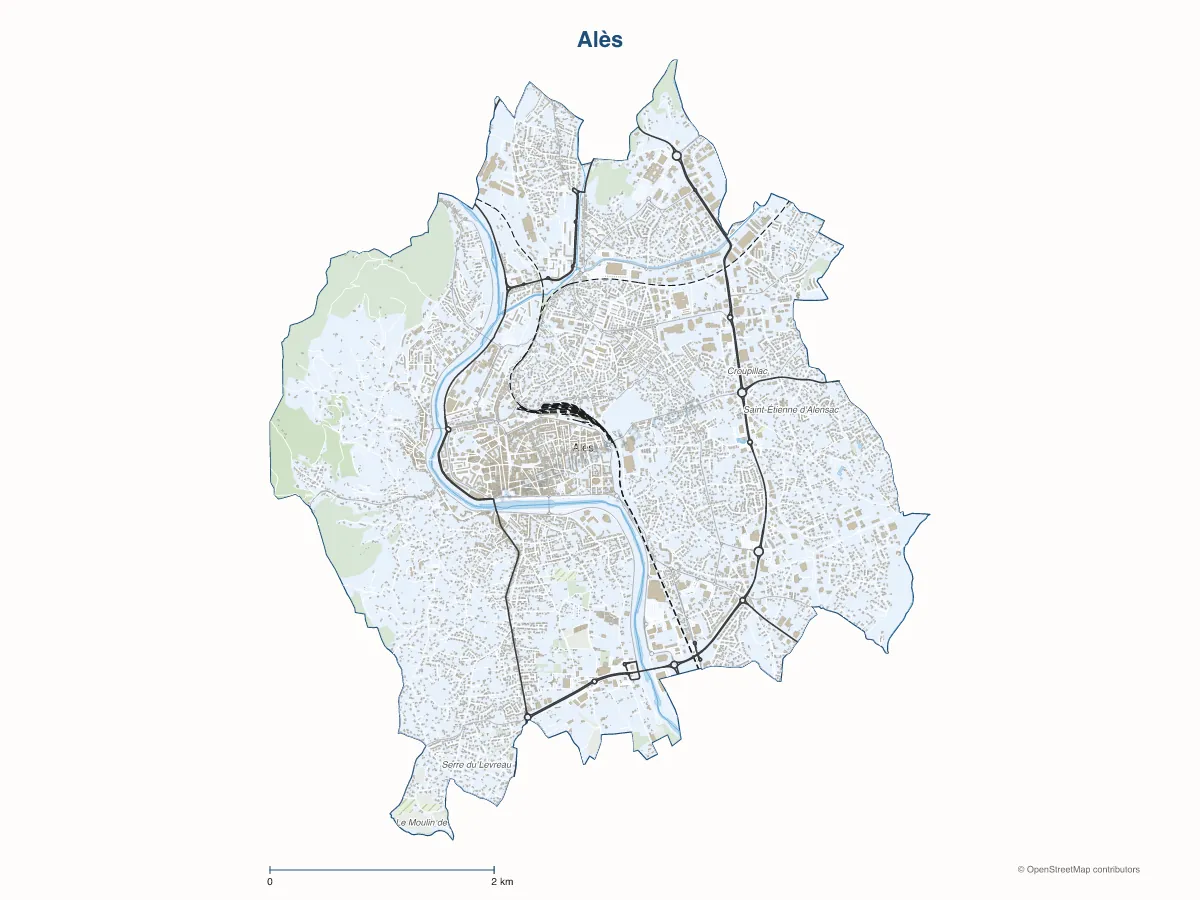 Carte de Alès à personnaliser