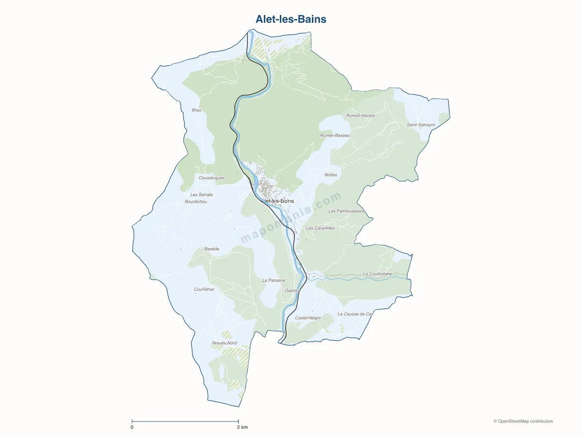 Carte de Alet-les-Bains à personnaliser