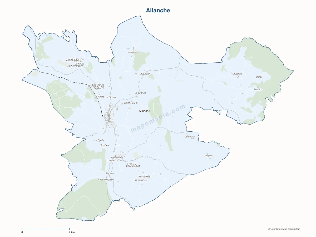 Carte de Allanche à personnaliser