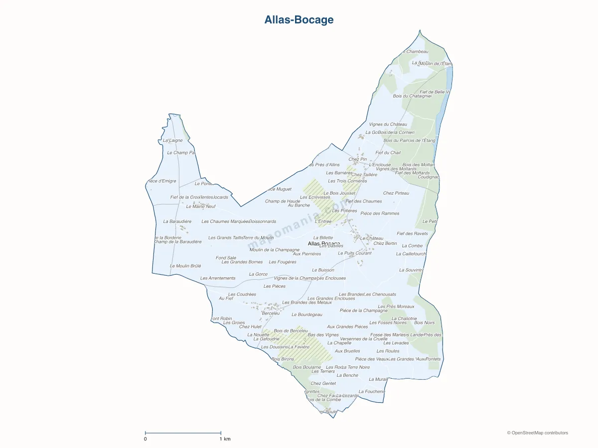 Carte de Allas-Bocage à personnaliser