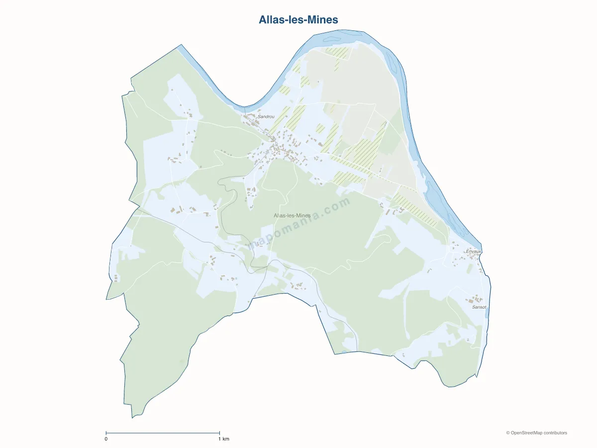 Carte de Allas-les-Mines à personnaliser