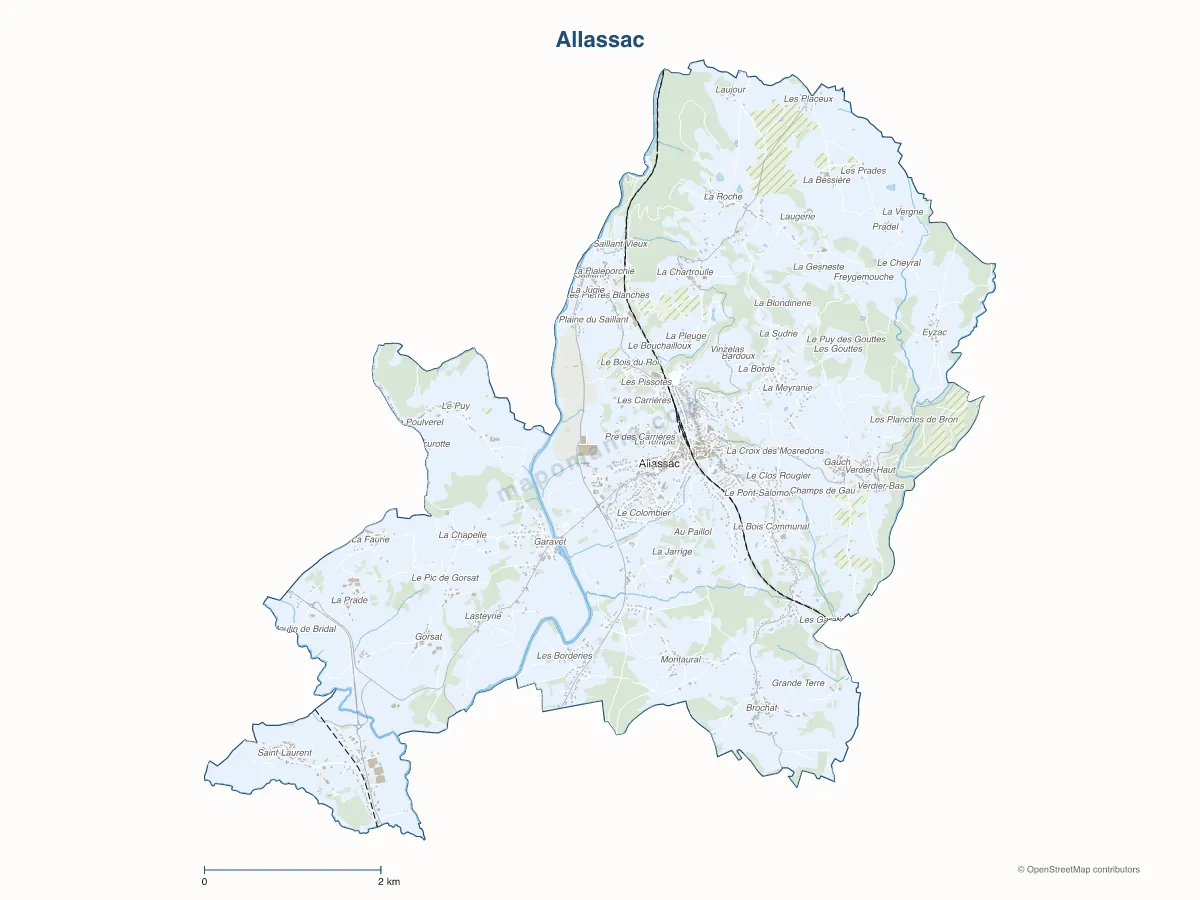 Carte de Allassac à personnaliser