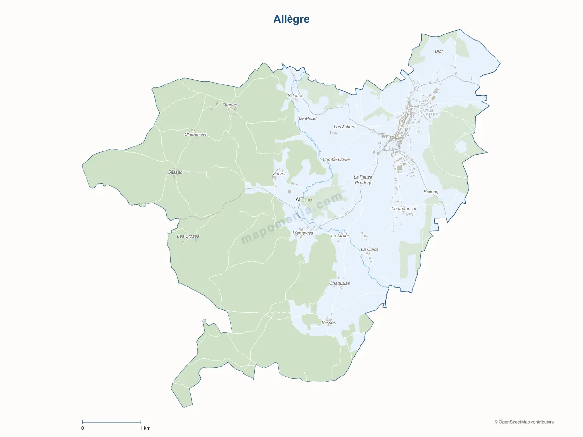 Carte de Allègre à personnaliser