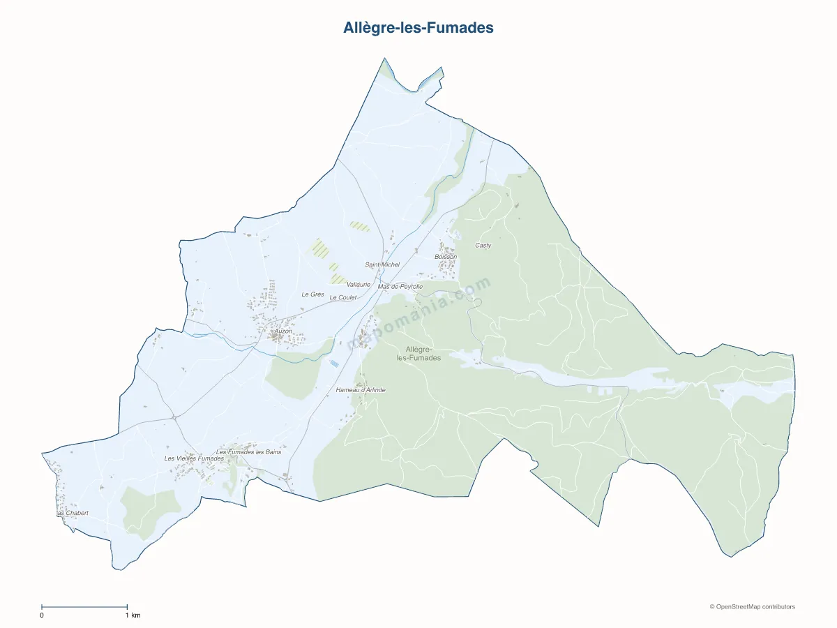 Carte de Allègre-les-Fumades à personnaliser