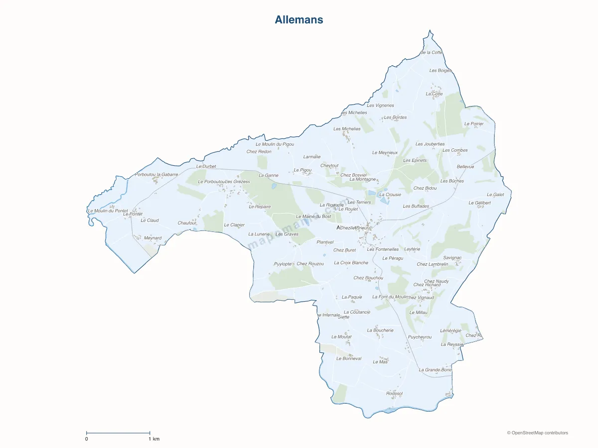 Carte de Allemans à personnaliser