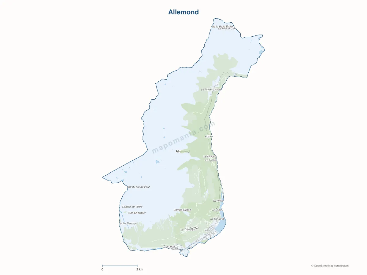 Carte de Allemond à personnaliser
