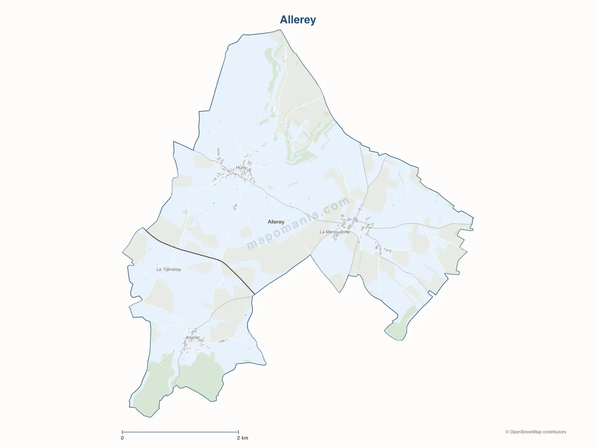 Carte de Allerey à personnaliser
