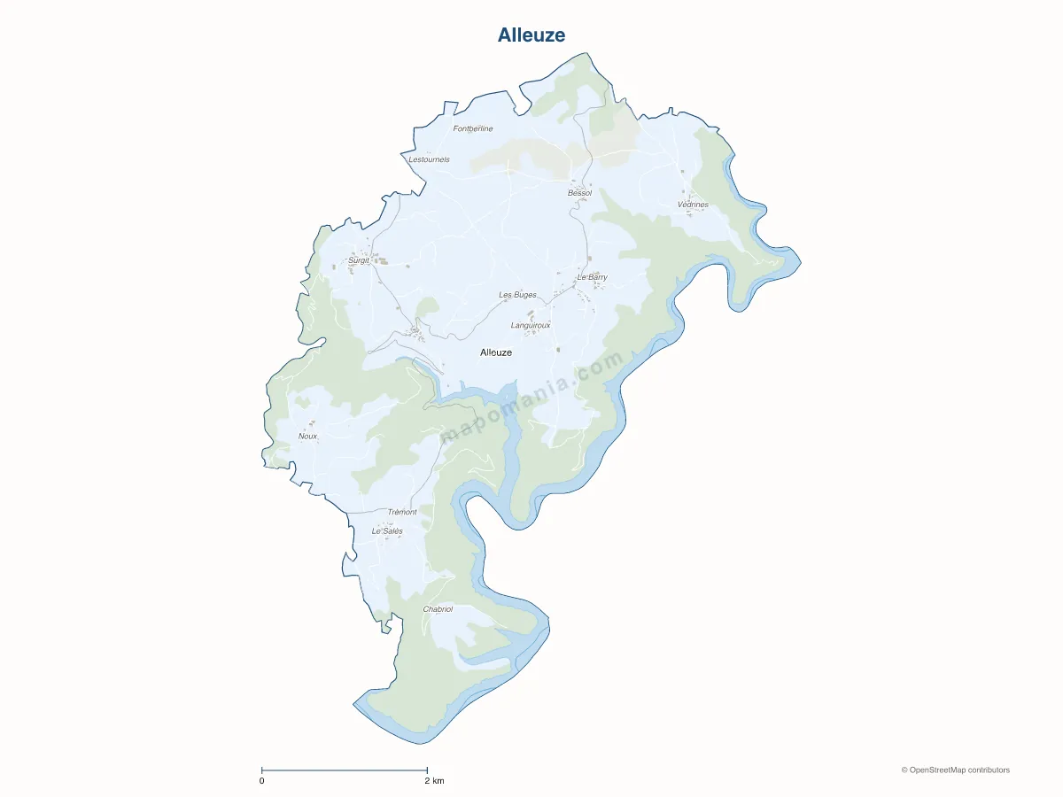 Carte de Alleuze à personnaliser