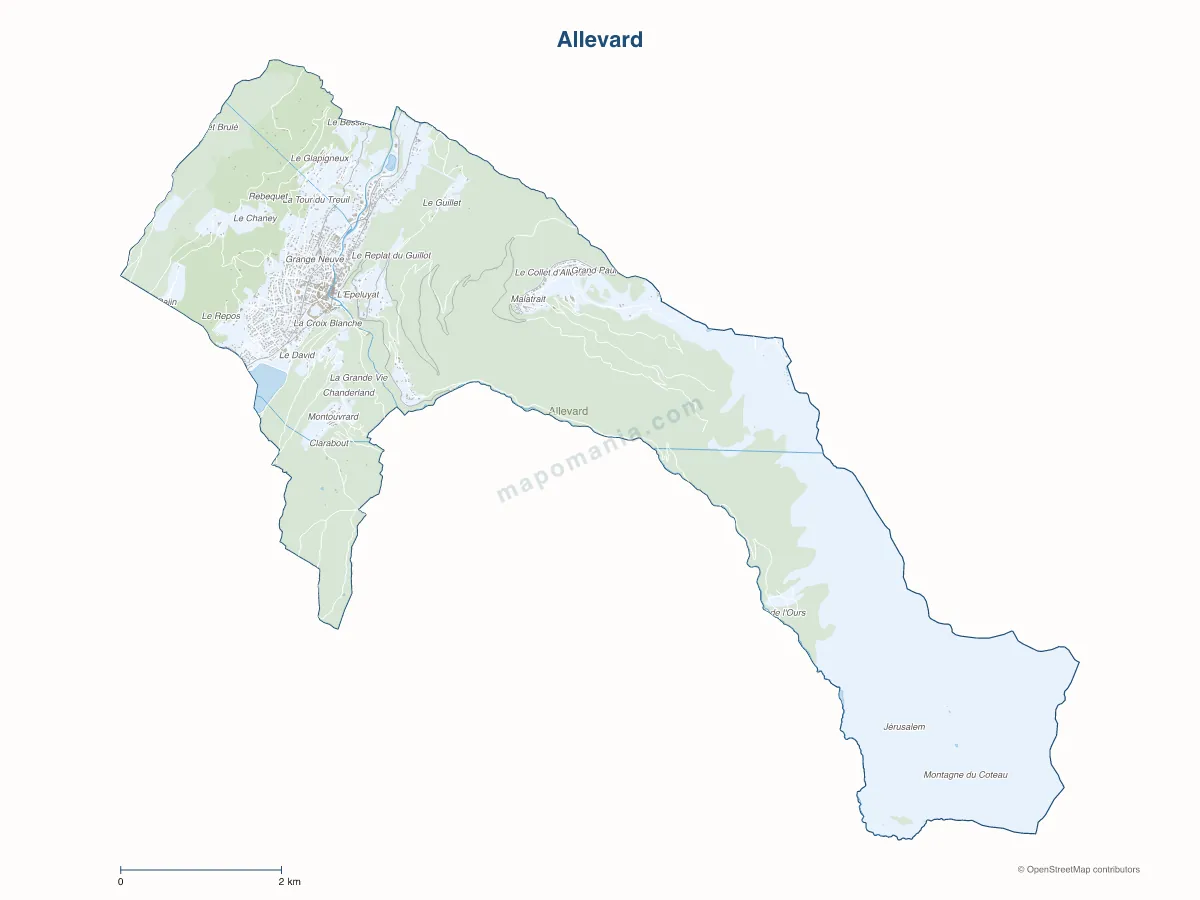 Carte de Allevard à personnaliser