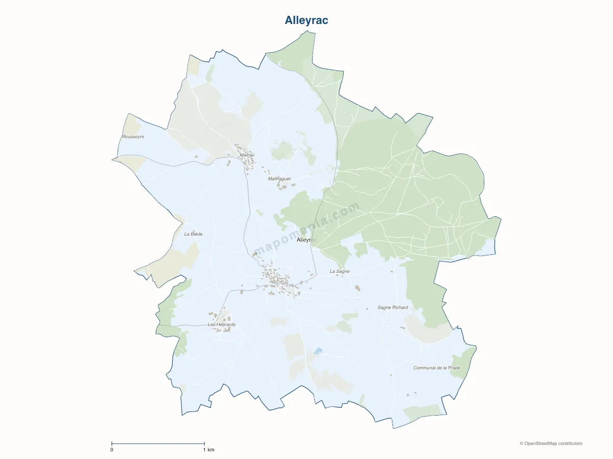 Carte de Alleyrac à personnaliser