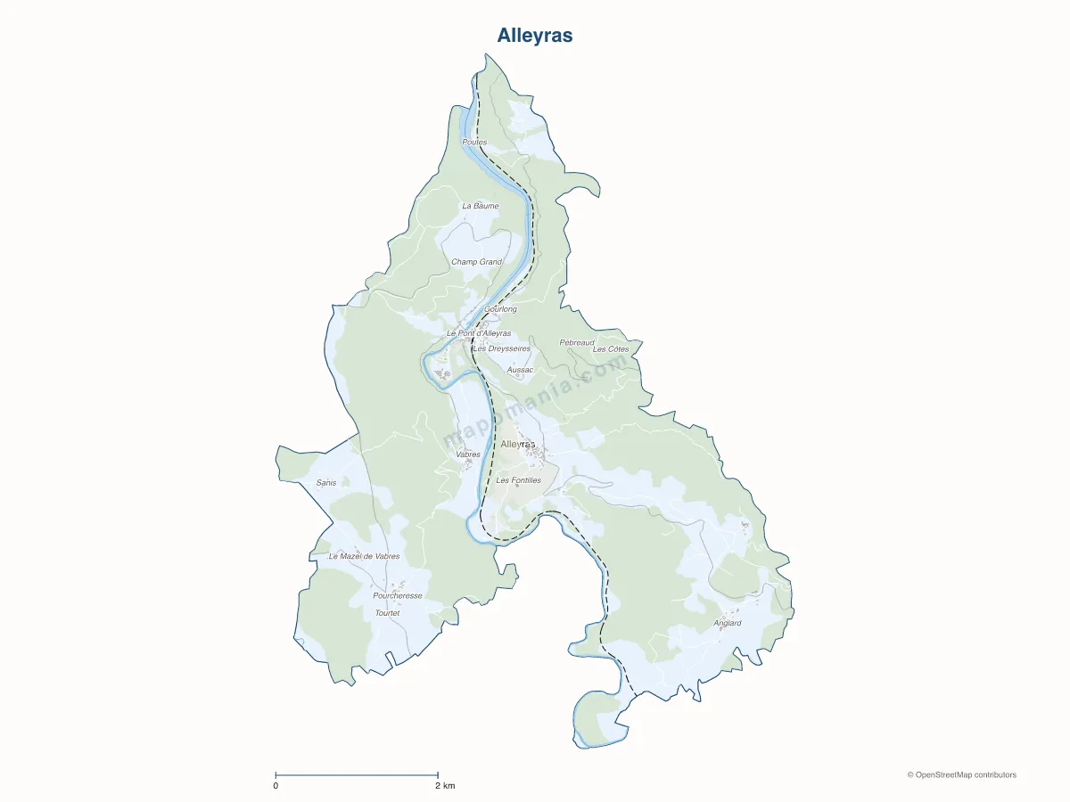 Carte de Alleyras à personnaliser