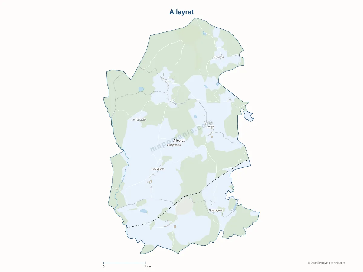 Carte de Alleyrat à personnaliser