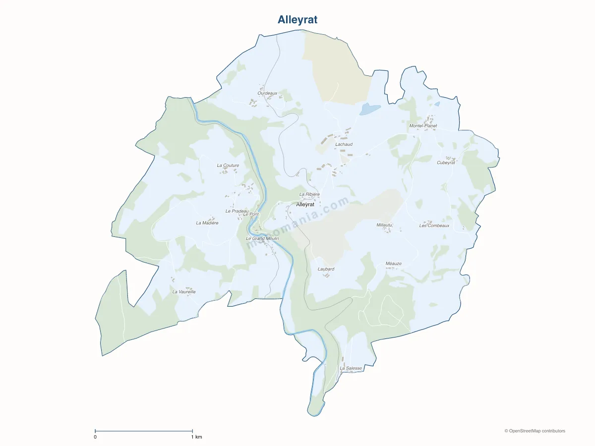 Carte de Alleyrat à personnaliser