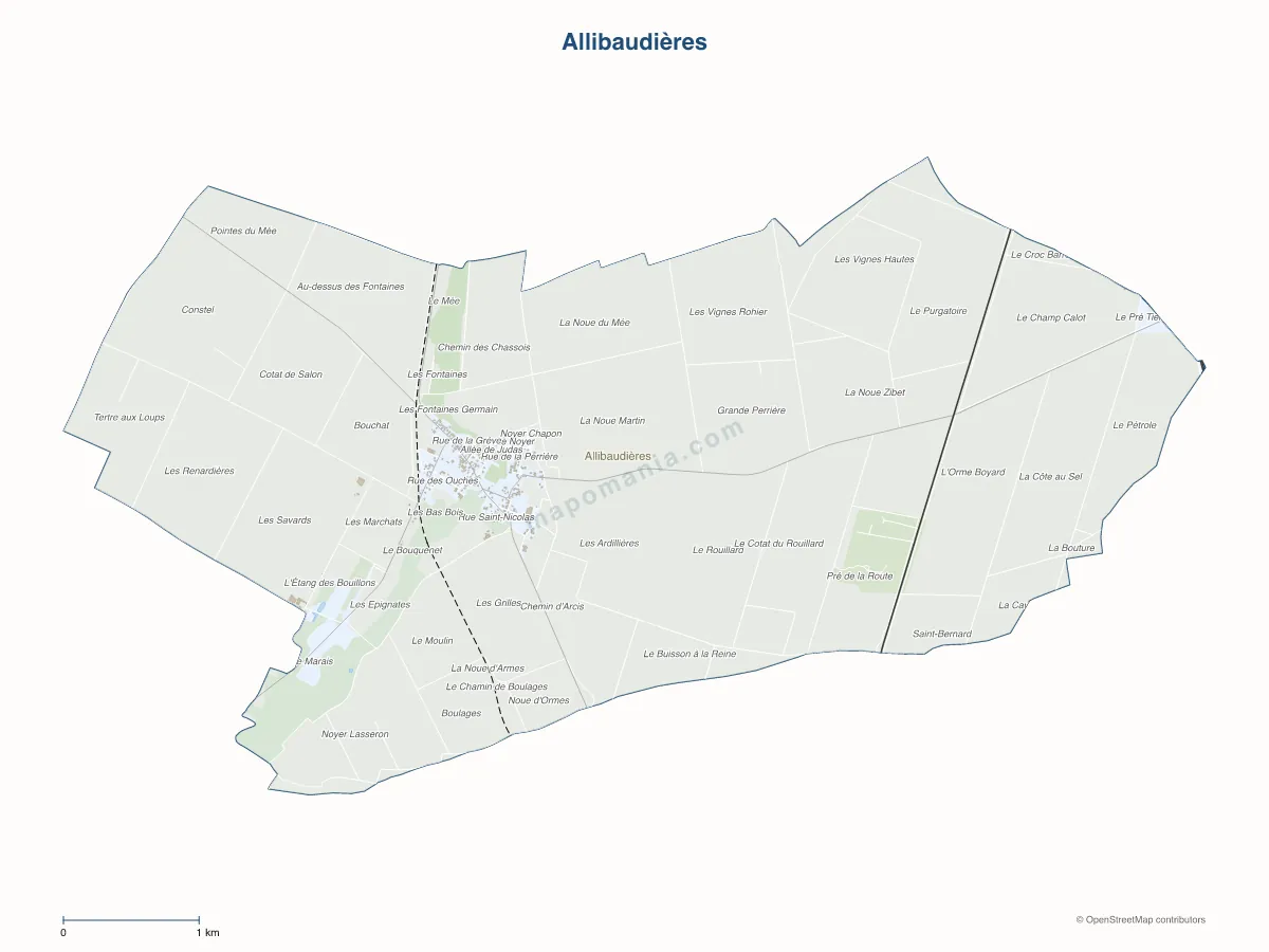 Carte de Allibaudières à personnaliser