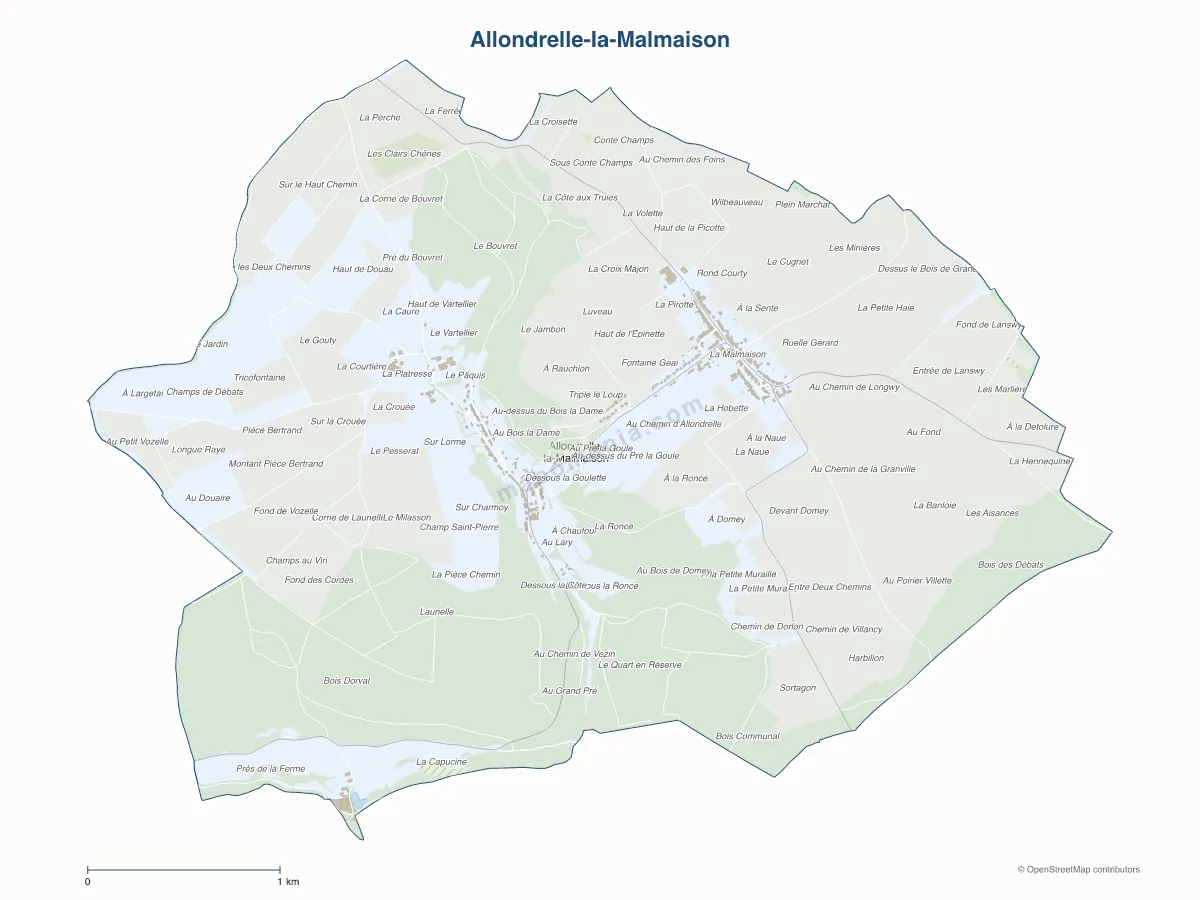Carte de Allondrelle-la-Malmaison à personnaliser