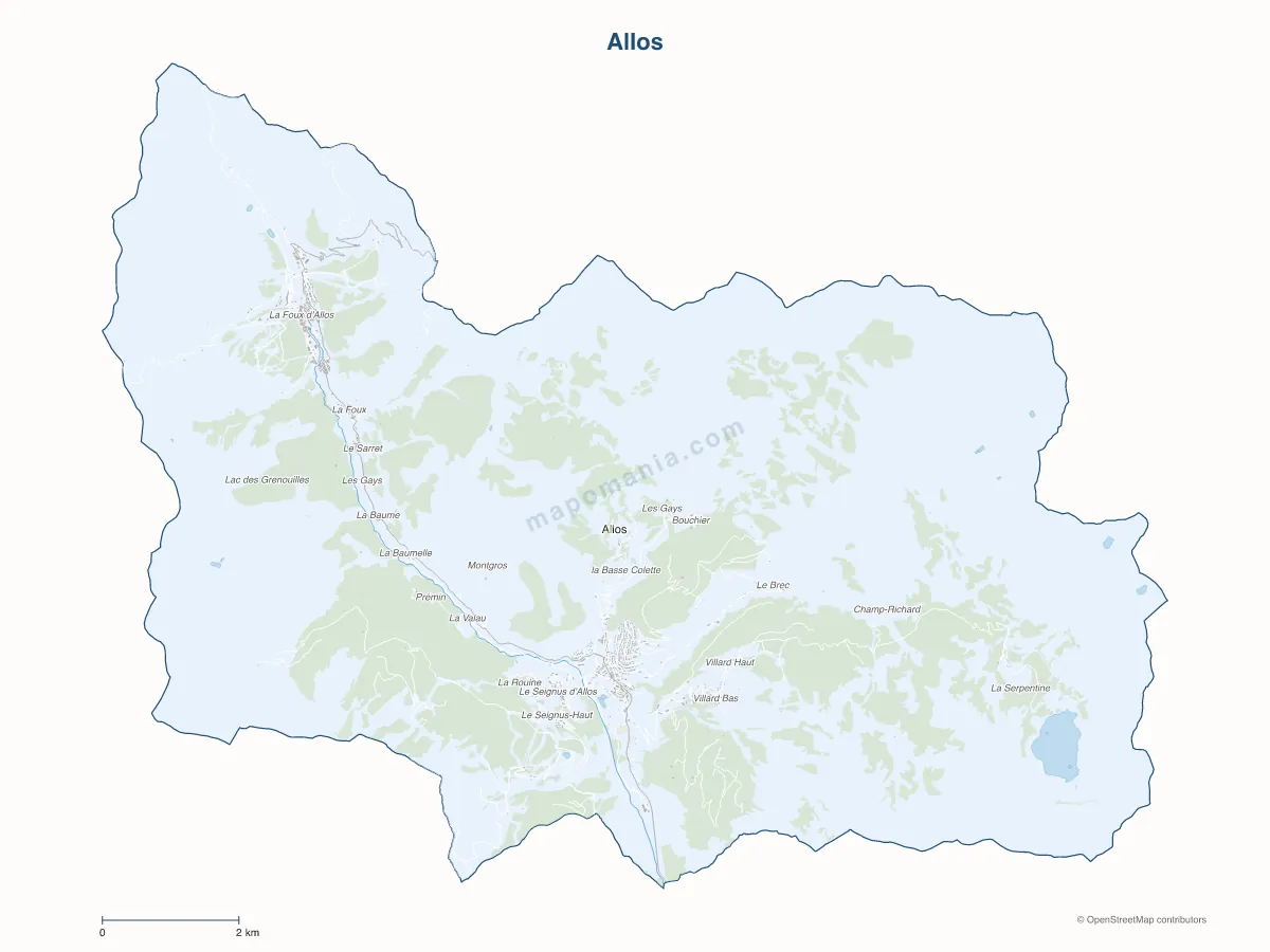 Carte de Allos à personnaliser