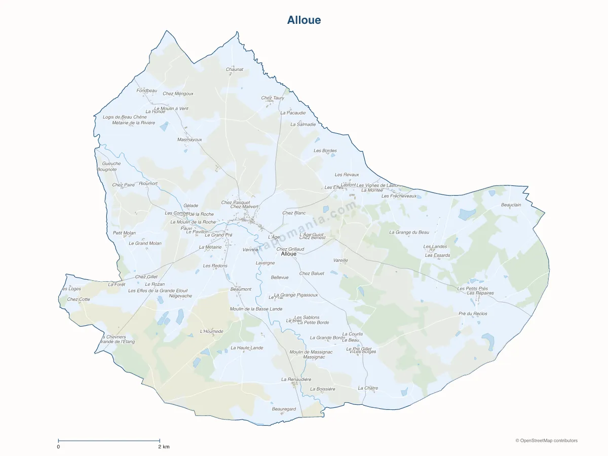 Carte de Alloue à personnaliser