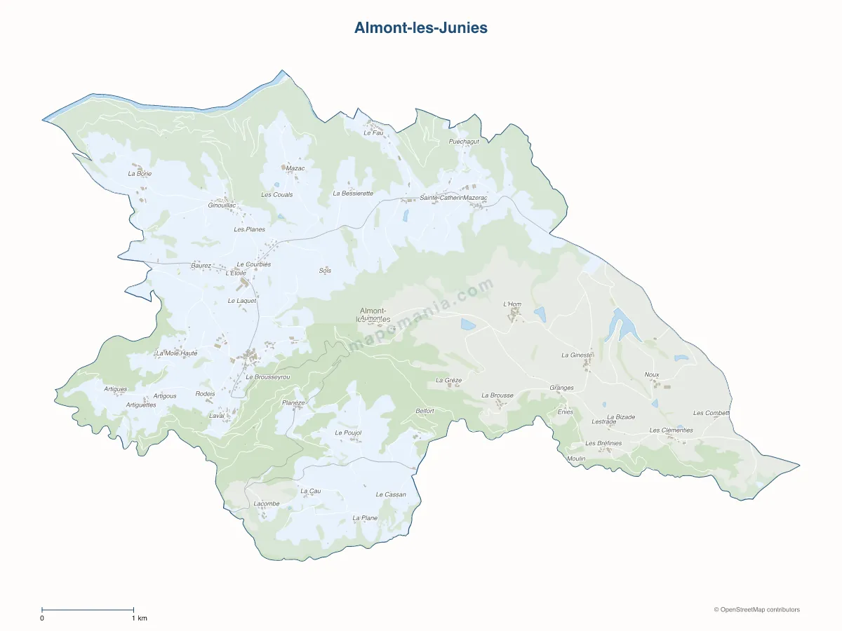 Carte de Almont-les-Junies à personnaliser