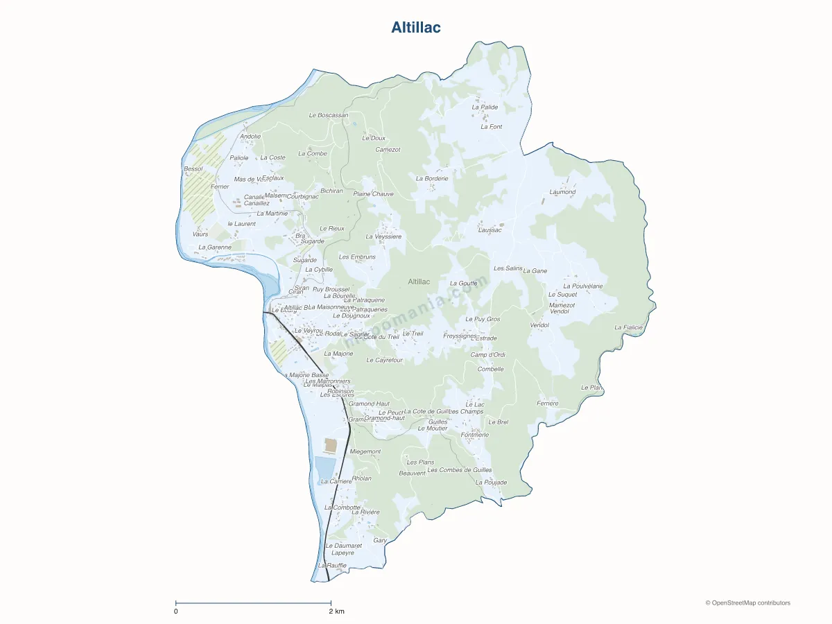 Carte de Altillac à personnaliser
