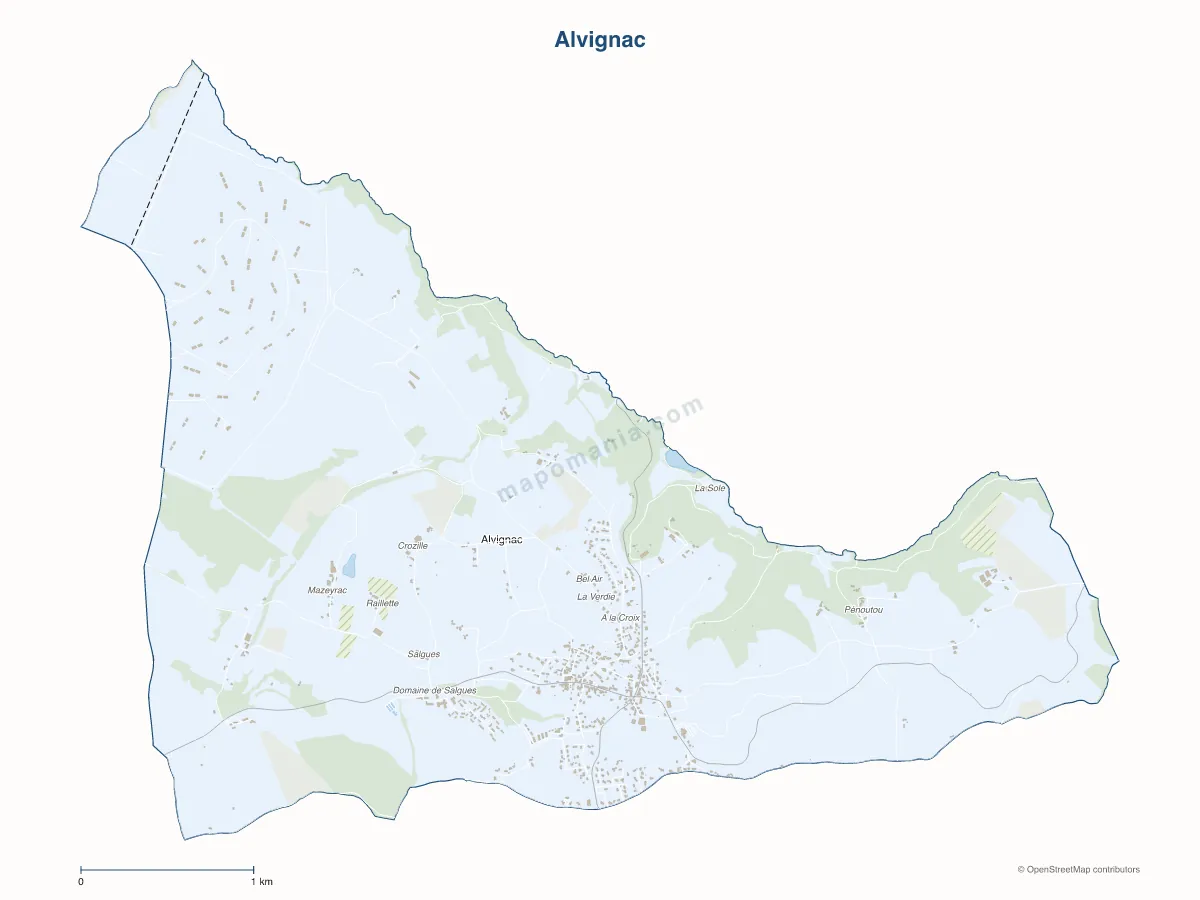 Carte de Alvignac à personnaliser